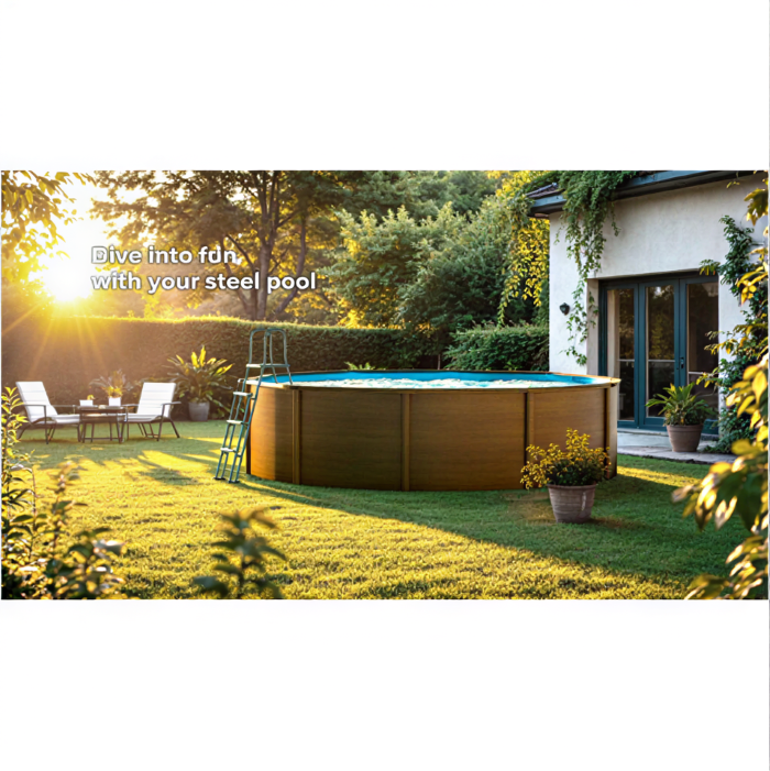 aufgestellter Pool im Garten