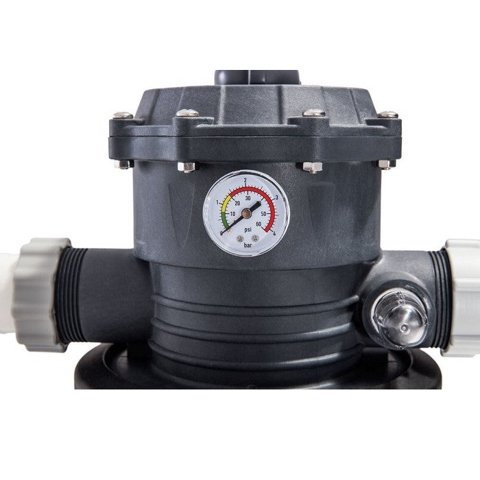 Kopf des Wege-Ventils mit Manometer der Intex Sandfilteranlage SX2800