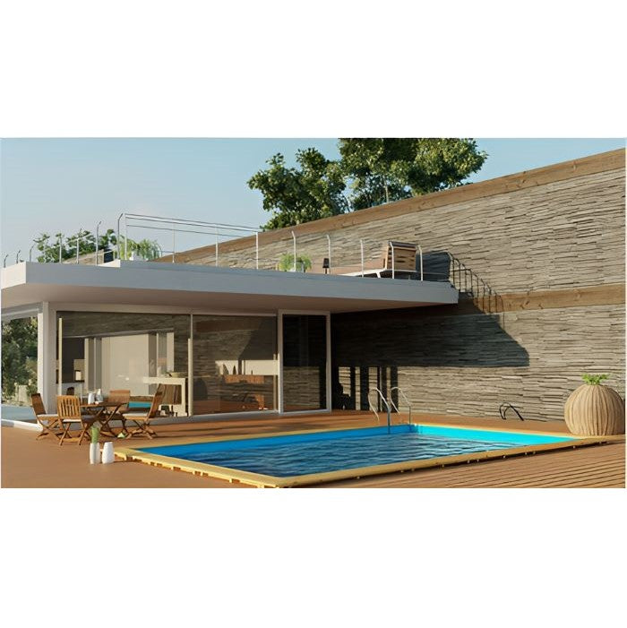 Gre Echtholzpool Evora 620x420x133 cm, inkl. Solarplane, Winterplane