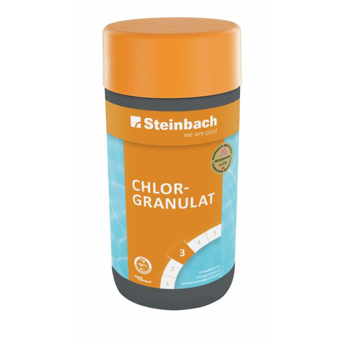 Steinbach Chlorgranulat 1 kg – schnelllöslich für Erstdosierung und Schockchlorierung im Schwimmbad