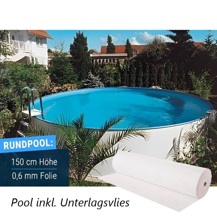 Stahlwandpool Compact rund, 150 cm Höhe, Folie 0,6 mm
