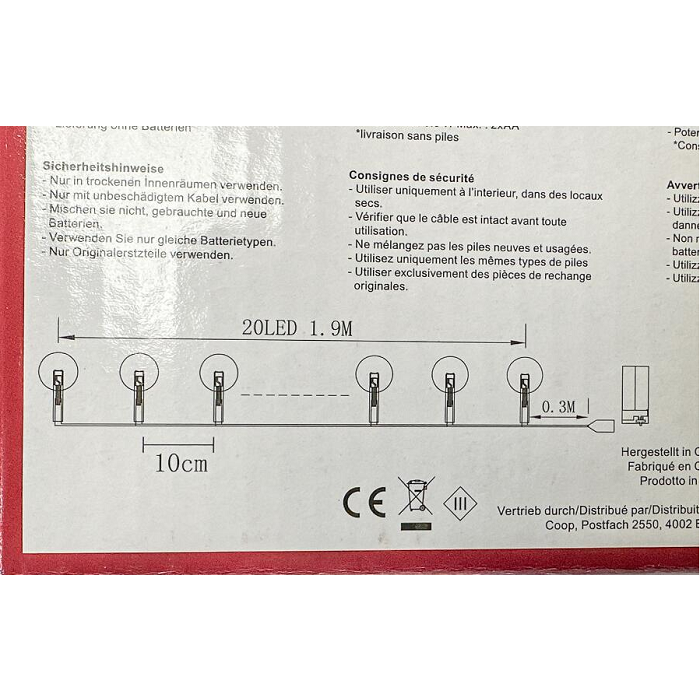 2,2 m Sternenkette 20 LED, USB oder Batterie, Innenbereich