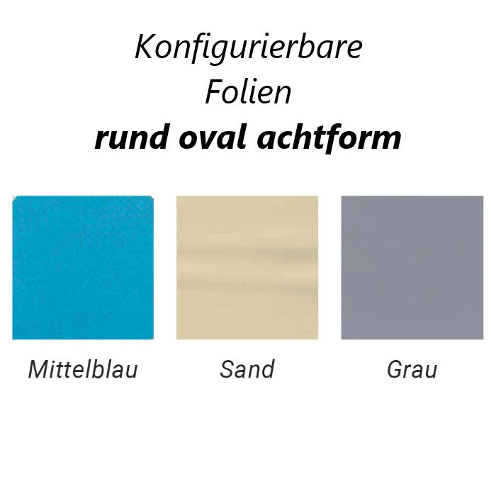 Folien in der Form rund, oval, achtform, Einhängeart und Farbe auswählbar