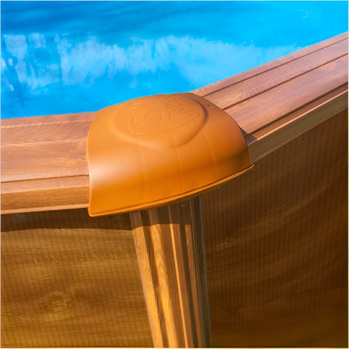 fertig aufgestellter Pooll, Holzoptik