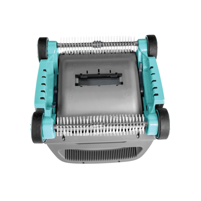 Intex ZX300 Unterseite – rotierende Doppelschmutzbürste und Ansaugöffnung (0,15 mm Filternetz)