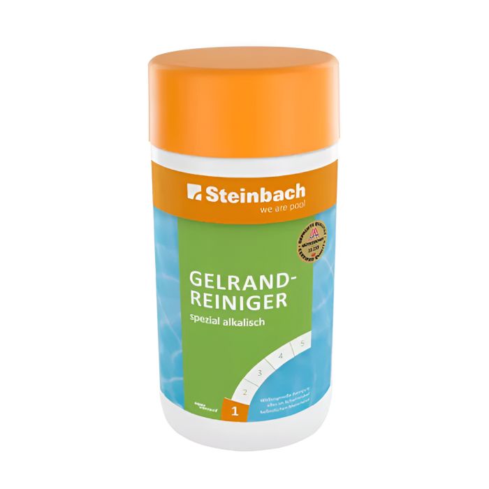 Steinbach Gelrandreiniger Spezial alkalisch 1 l – Poolrand- und Beckenreiniger für Schmutz-, Fett- und Rußränder