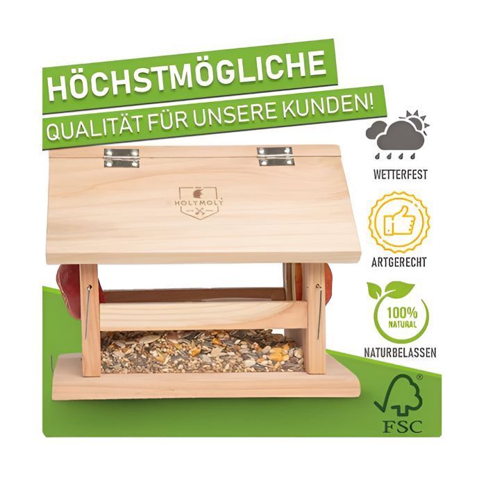 Vogelfutterhaus Birdie 2.0, artgerecht, naturbelassen, wetterfest