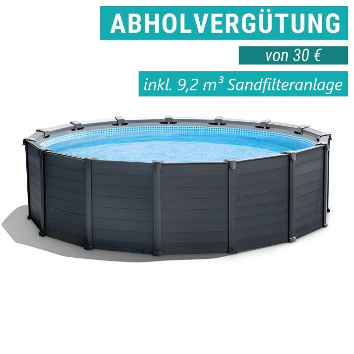 Intex Frame Pool Set Graphit Ø 478x124 cm, inkl. 9,2 m³ SX3200 Sandfilteranlage