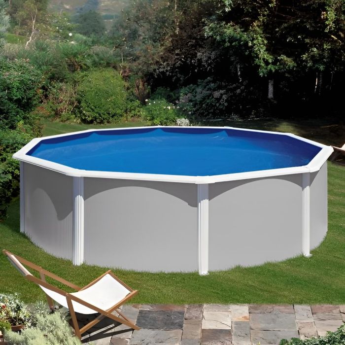 Gre Stahlwandpool Grau 460x132 cm, ohne Filteranlage, LAGERND
