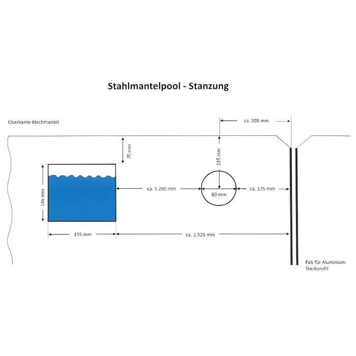Stahlwandpool Compact rund, 120 cm Höhe, Folie 0,6 mm