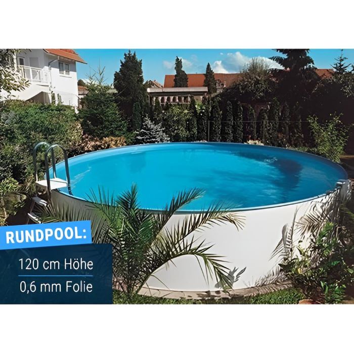Stahlwandpool Compact rund, 120 cm Höhe, Folie 0,6 mm
